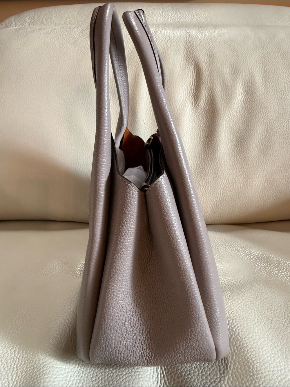 Coach Pebbled Leather Handbag in purplish Gray with Gold Accent - Picture 4 of 9